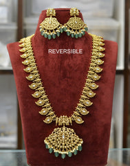 NECKLACE LONG kempu mango necklace green drops - KES KEMPU MULTI COLOR