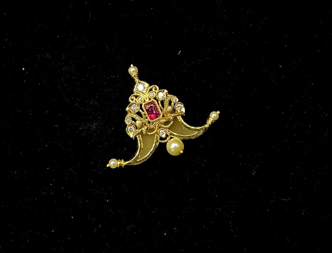 PENDANT SET CHAINS Tigernail 002 GOLDEN STONE RUBY