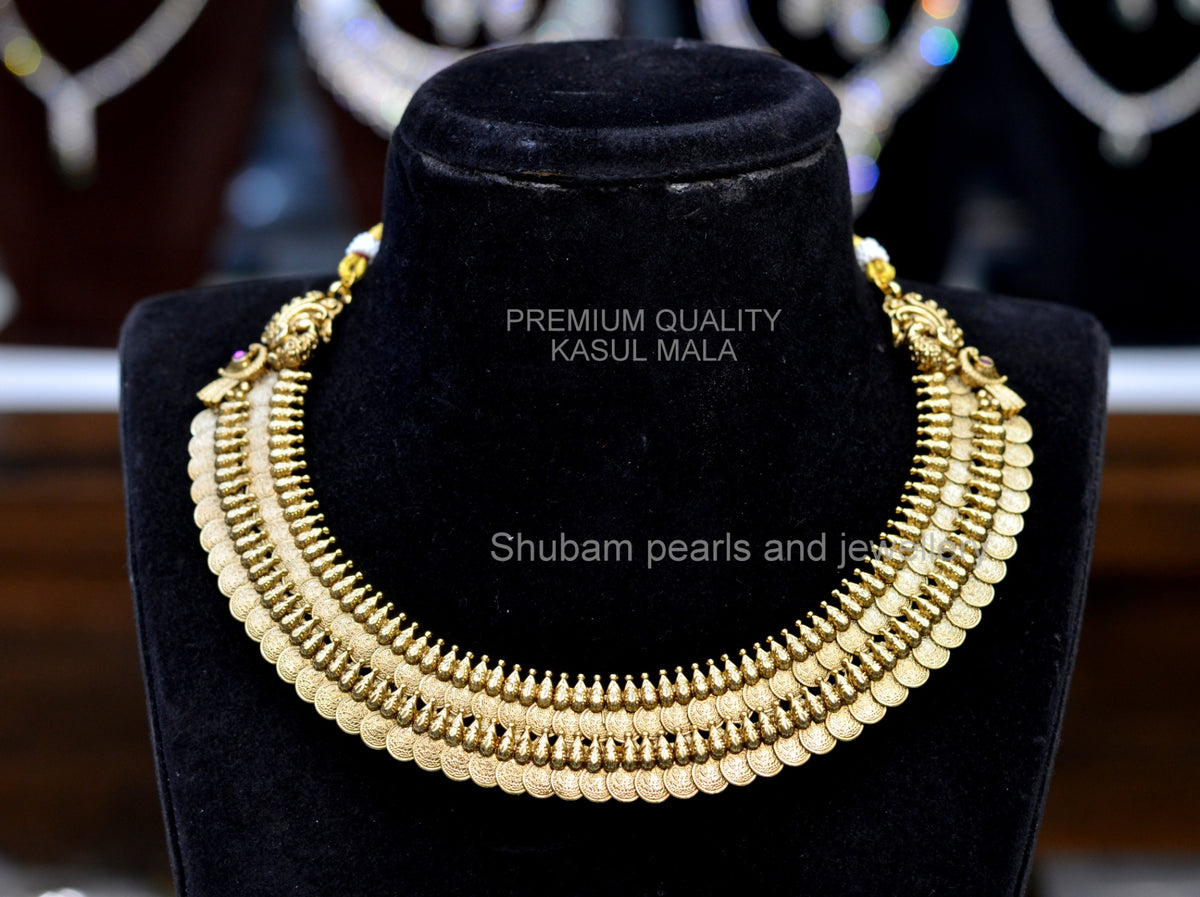NECKLACE Premium kasul mala double NAKSHI ANTQIUE GOLDEN