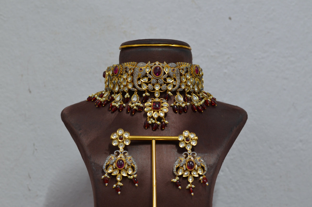 CHOKER CH056 Mozonite With Victorian Polish RUBY