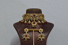 CHOKER CH056 Mozonite With Victorian Polish RUBY