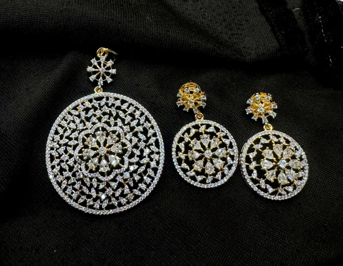 PENDANT SET CHAINS PS093 DIAMOND  WHITE