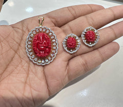 PENDANT SET CHAINS pendant set  026 DIAMOND CORAL
