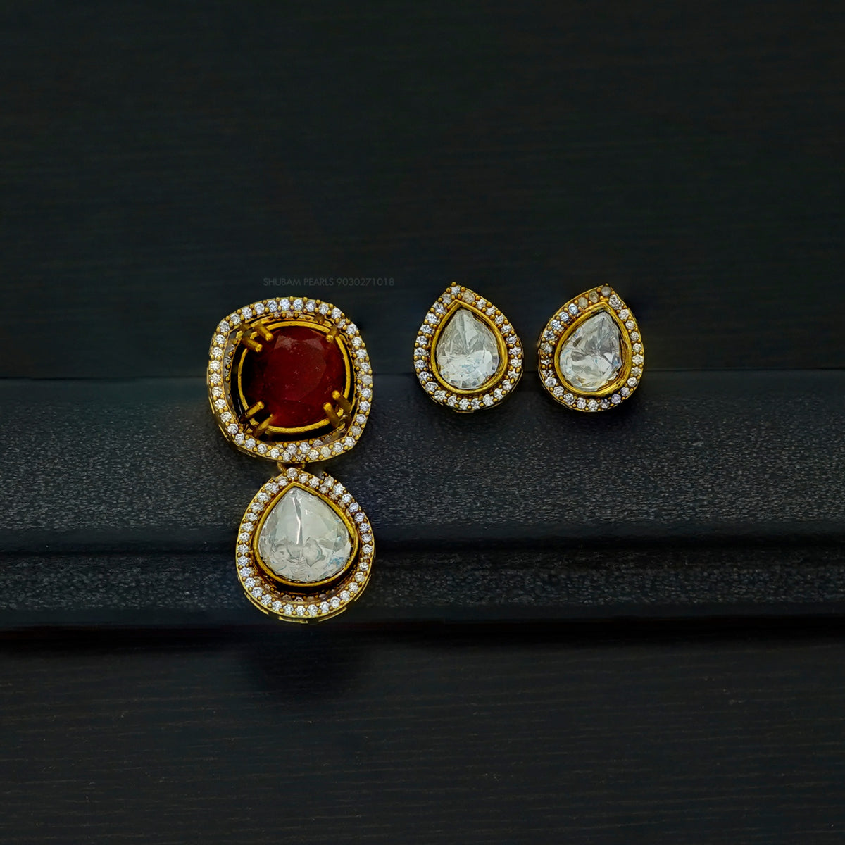 PENDANT SET / LOCKETS pendant set 294 MOZONITE RUBY