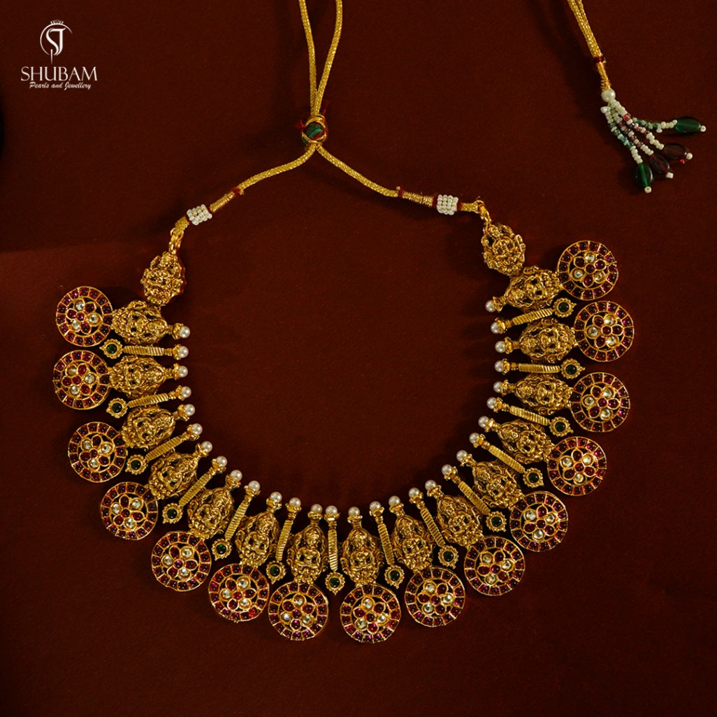 NECKLACE Bottu mala premium KEMPu MULTI COLOR