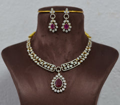 NECKLACE Nk095 DIAMOND  RUBY