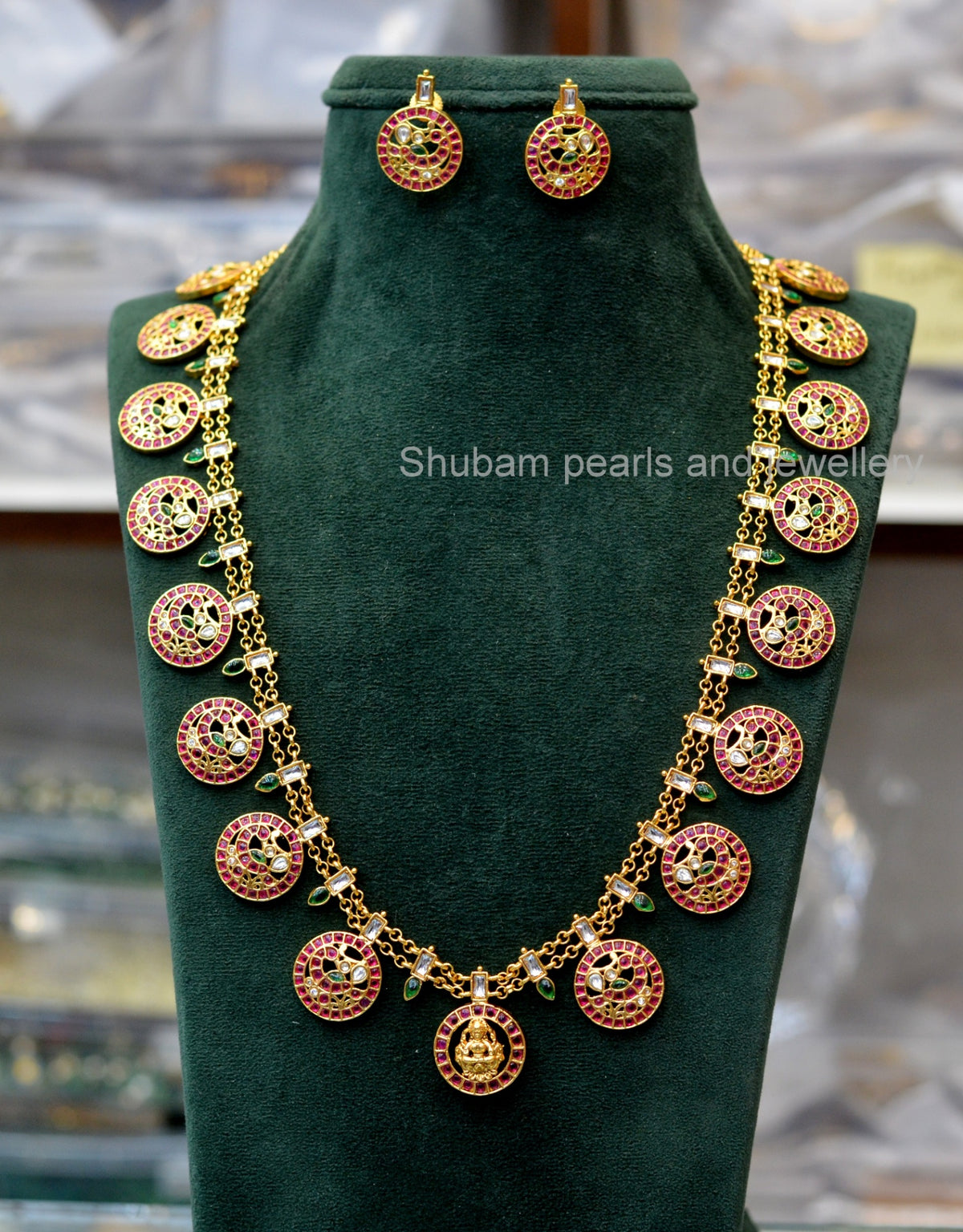 NECKLACE Bottu mala laxmi Long  - BOT KEMPu MULTI COLOR