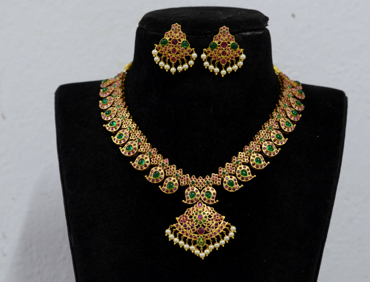 NECKLACE Necklace 494 MOZONITE EMERALD AND RUBY