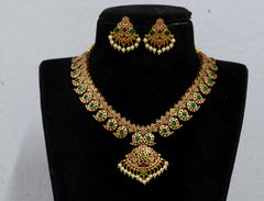 NECKLACE Necklace 494 MOZONITE EMERALD AND RUBY