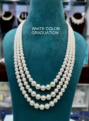 BEADS MALA AND CHAINS pearl mala 3 line swaroksi WHITE Graduation