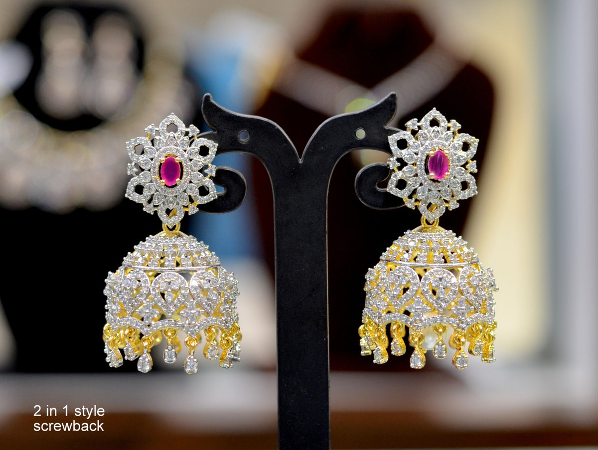 Earring Jhumka 070 DIAMOND RUBY