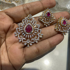 PENDANT SET CHAINS Locket 012 DIAMOND RUBY