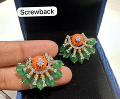 Earring Eartops 213 DIAMOND EMERALD