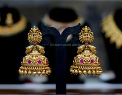 Earring jHUMKA 011 NAKSHI KEMPU RUBY