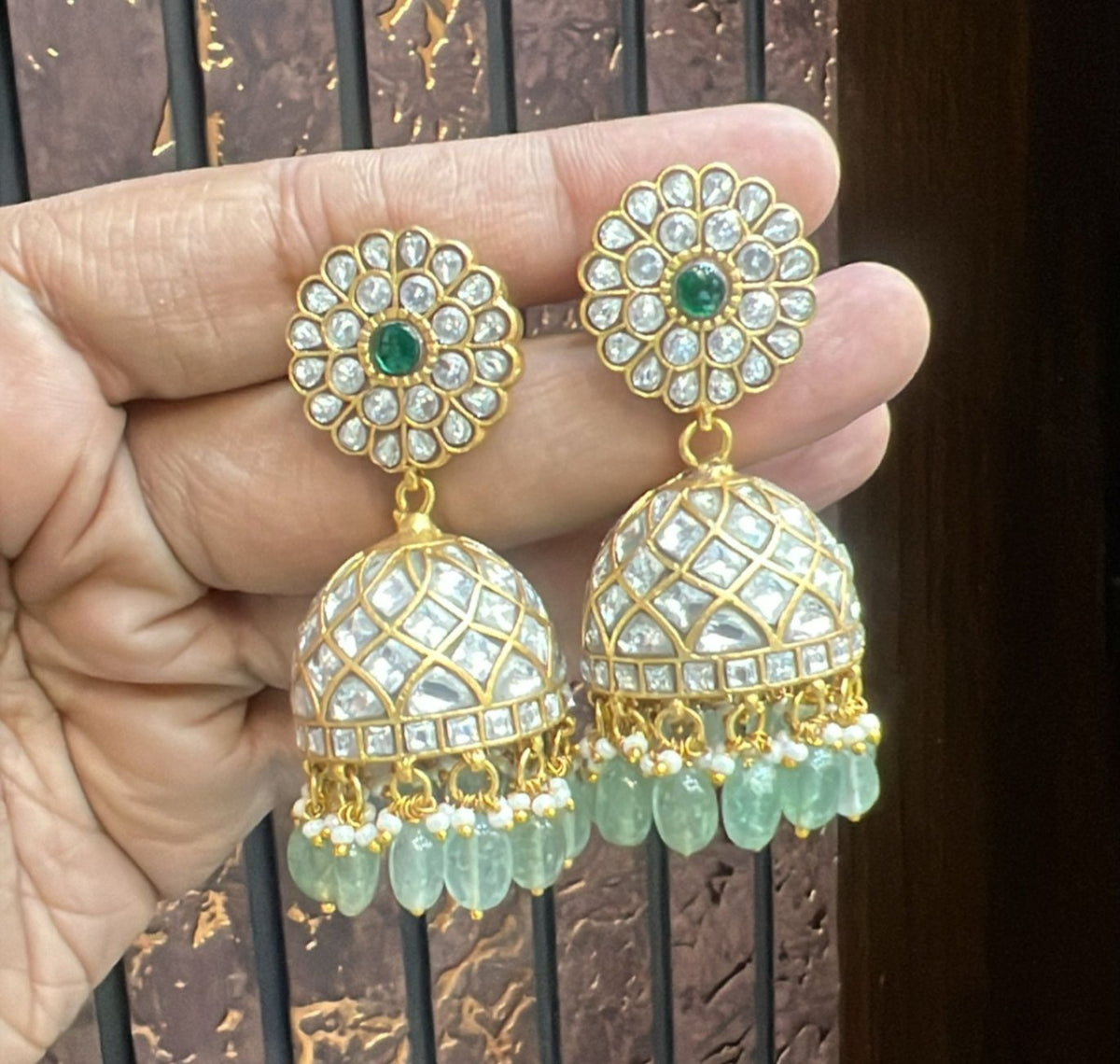 Earring Jhumka 166 JADAU WHITE