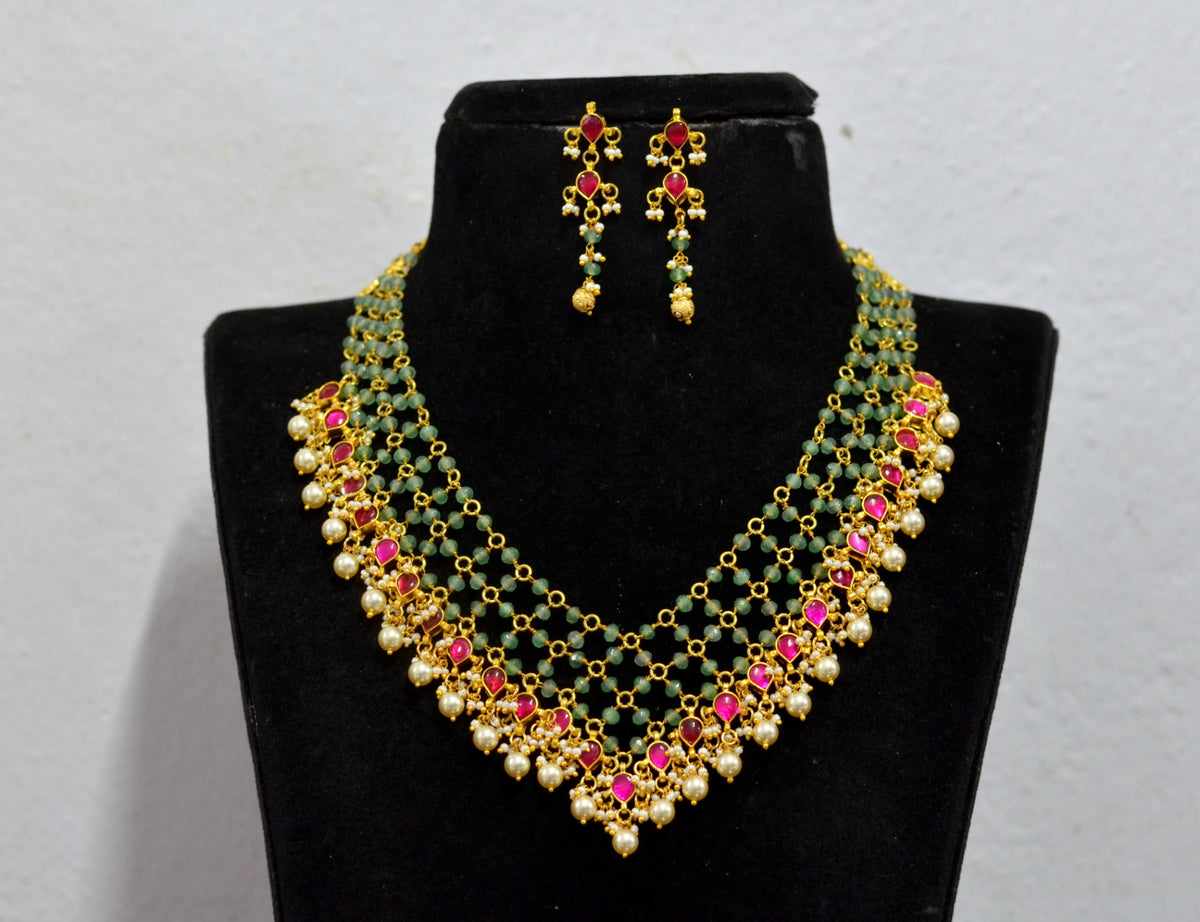 BEADS MALA AND CHAINS JADAU JAALI MALA  BEADS- JAS RUBY medium