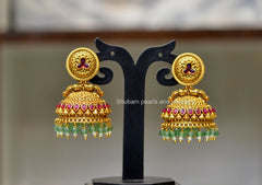 Earring JHUMKa 009 NAKSHI KEMPU RUBY