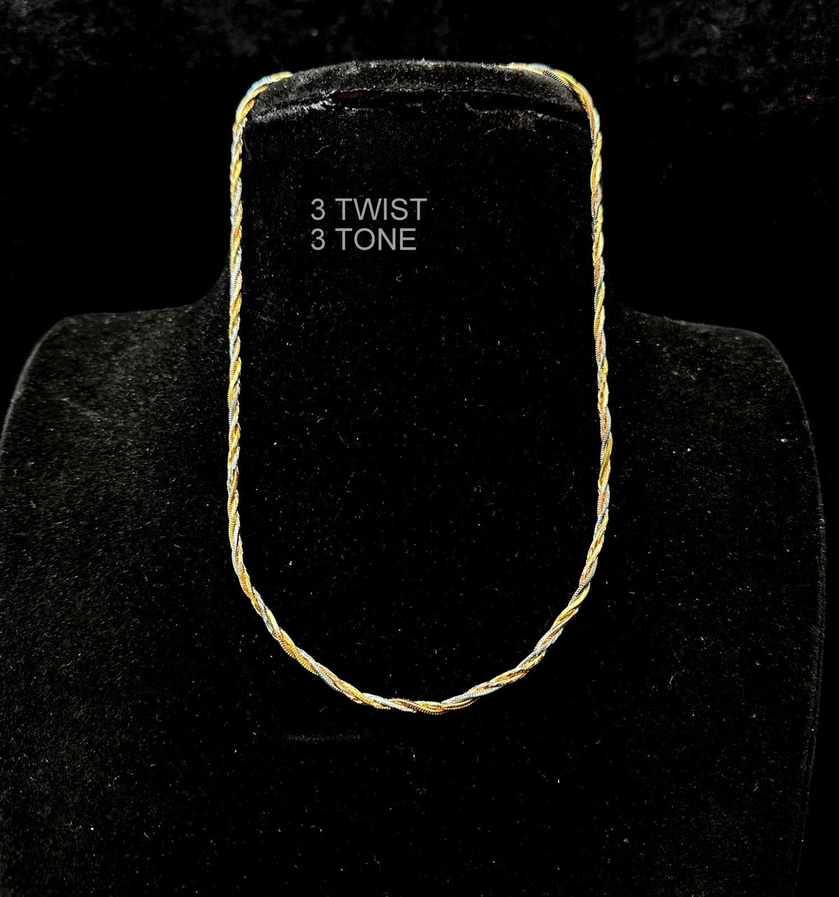 DORI AND CHAINS 3 twist 3 tone ITALIAN  16-18 Inch