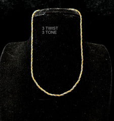 DORI AND CHAINS 3 twist 3 tone ITALIAN  16-18 Inch