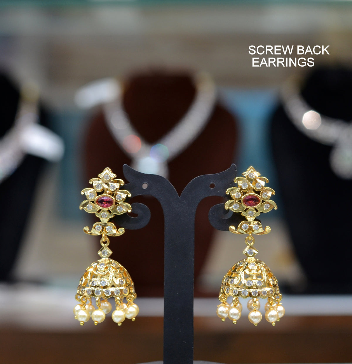 Earring Earrings 238 GOLDEN STONE RUBY