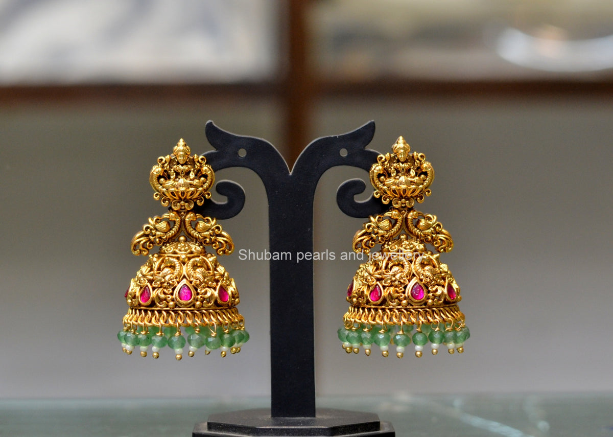 Earring Jhumka 008 NAKSHI KEMPU RUBY