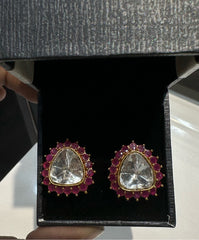 Earring Eartops 206 MOZONITE RUBY