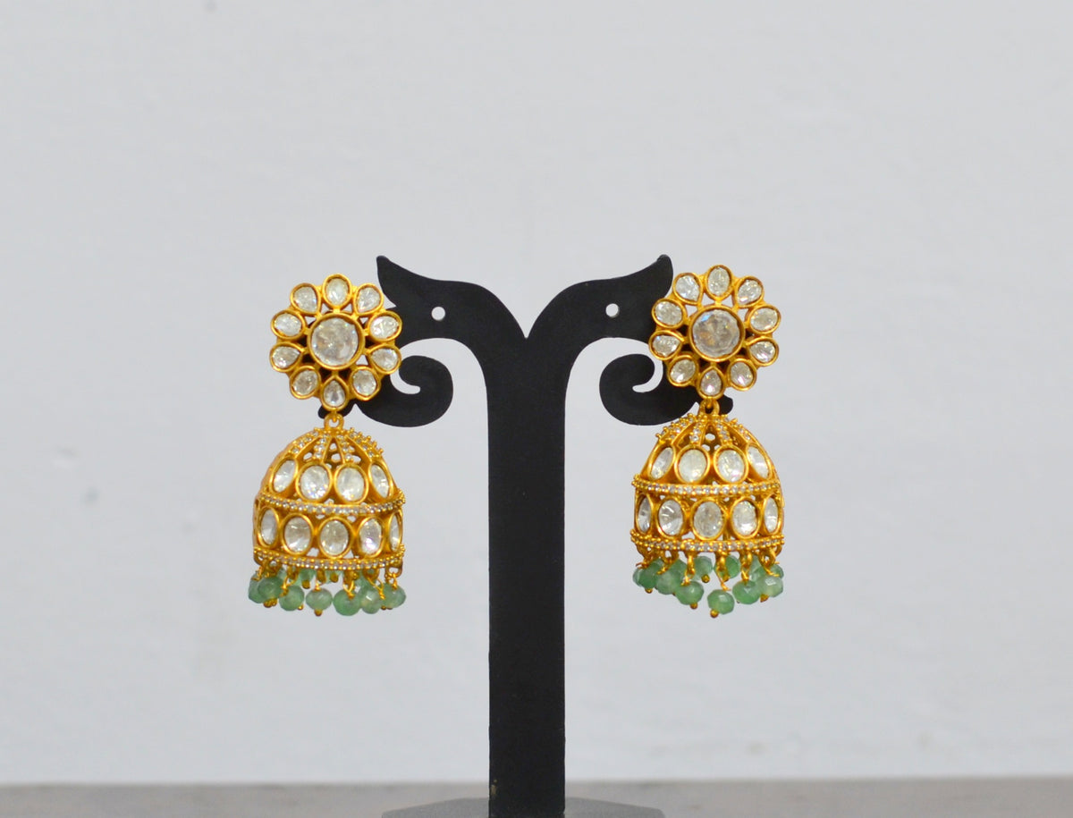 Earring Jhumka 013 MOZONITE EMERALD