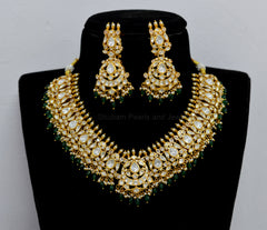 JADAU Necklace 898 MOZONITE WHITE AND EMERALD