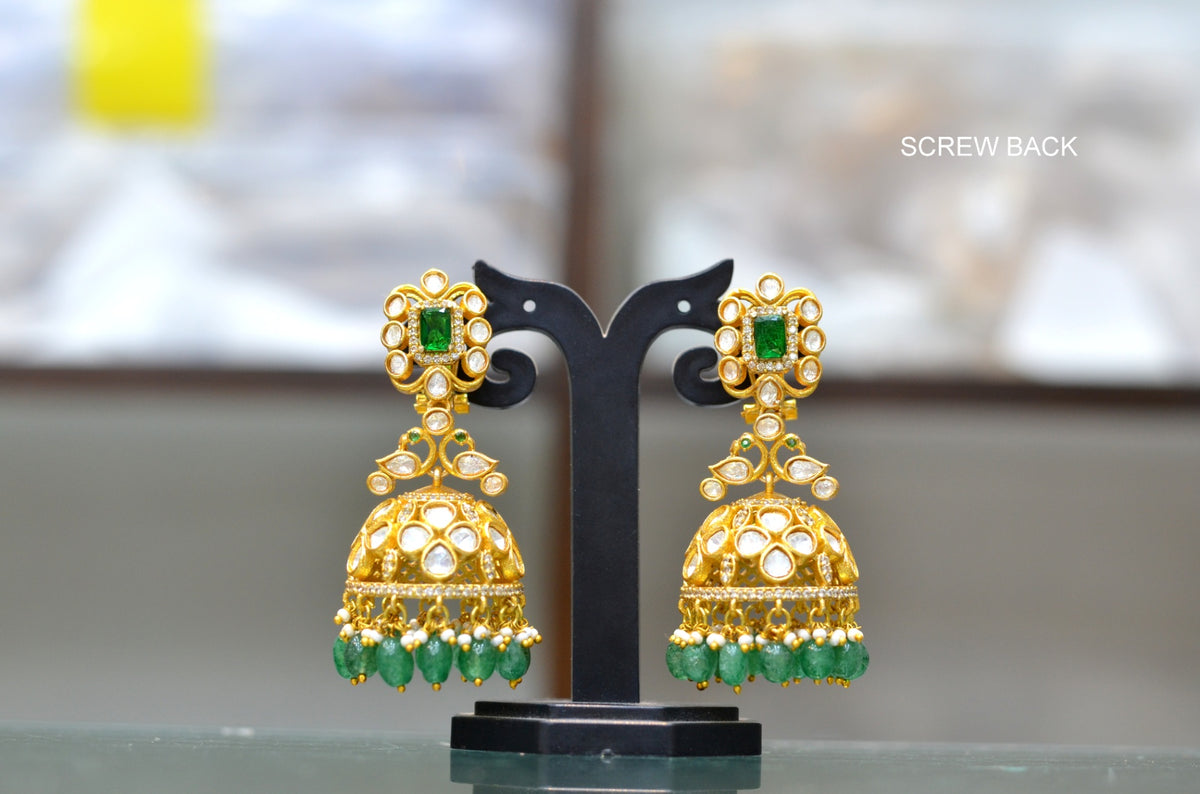 Earring Earrings 257 JAdau With Mozonite EMERALD