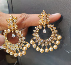 Earring Earringa 177 GOLDEN STONE WHITE
