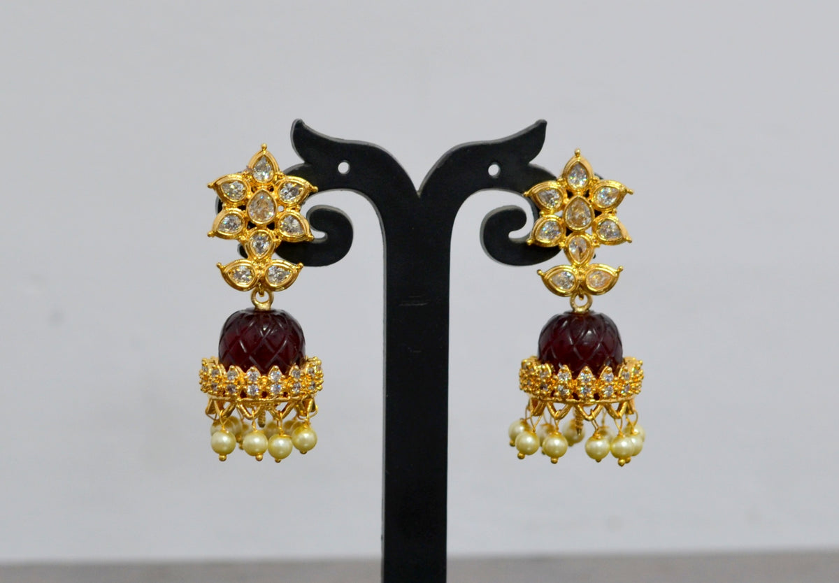 Earring New Colors changeable jhumka 2 color - CO2 GOLDEN STONE MULTI COLOR