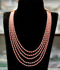 BEADS MALA AND CHAINS Coral and rice pearl MULTI COLOR 20-21 Inch