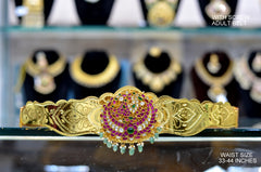 VADDANAM Round jumbo belt GOLDEN STONE JADAU MULTI