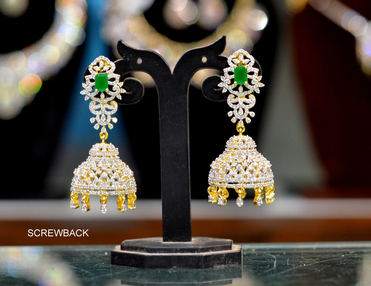 Earring Jhumka 068 DIAMOND EMERALD