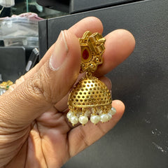 Earring Jhumka 114 MOZONITE EMERALD