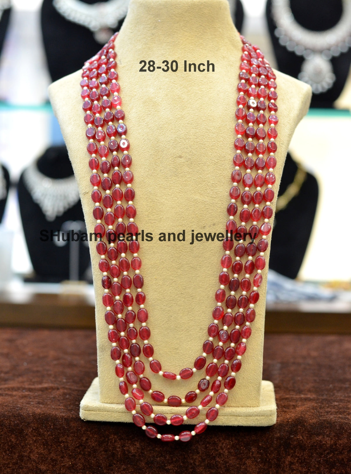 BEADS MALA AND CHAINS ONEX BEADS MALA 030 RUBY 22-24