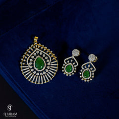 PENDANT SET CHAINS pendant set 197 DIAMOND EMERALD