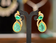 Earring Earrings 049 GOLDEN STONE Russian Green
