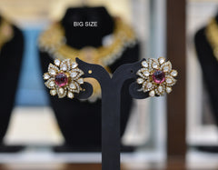 Earring Earrings 273 Mozonite With Victorian Polish RUBY