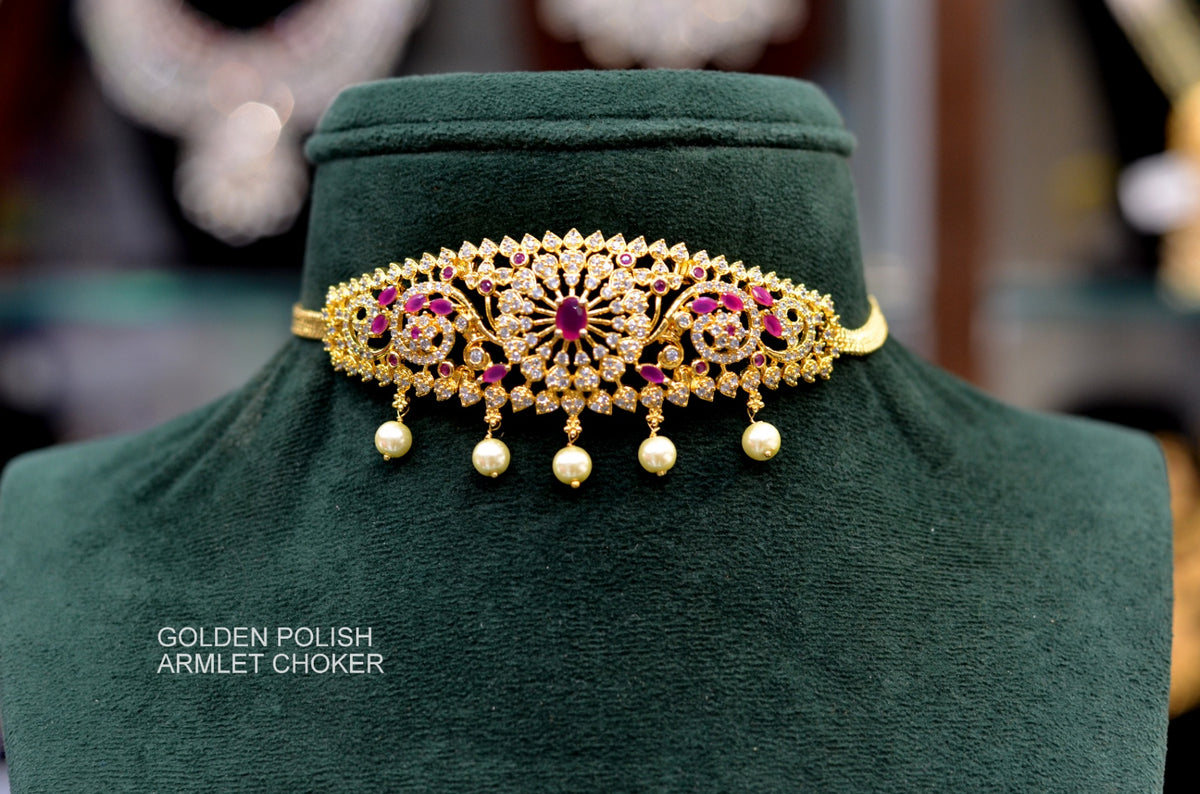 CHOKER Mini choker / armlet 005 GOLDEN STONE RUBY