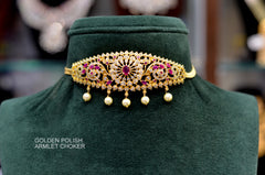 CHOKER Mini choker / armlet 005 GOLDEN STONE RUBY
