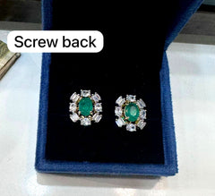Earring Eartops 068 DIAMOND EMERALD