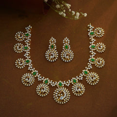 NECKLACE CZ bottu mala DIAMOND EMERALD