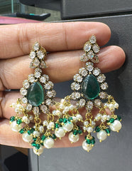 Earring Earrings 027 Mozonite With Victorian Polish EMERALD