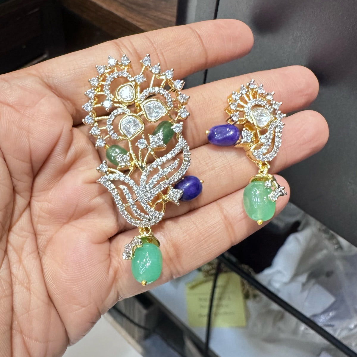 PENDANT SET CHAINS pendant set 027 DIAMOND MINT GREEN