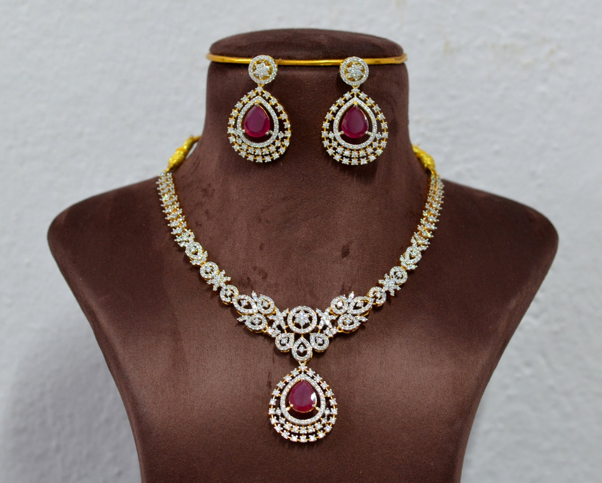 NECKLACE Nk089 DIAMOND  RUBY