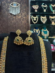 NECKLACE CZ kasul mala 002 GOLDEN STONE EMERALD