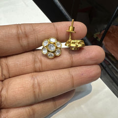 Earring Eartops 254 MOZONITE GOLDEN