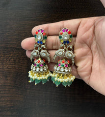 Earring Earrings 181 JADAU Navratna